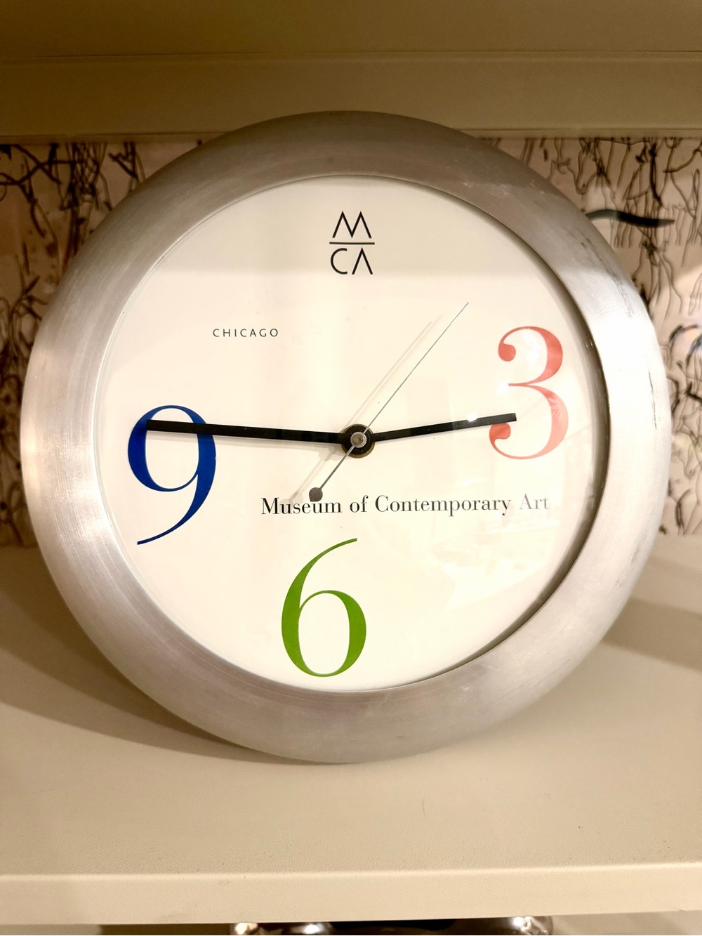 Museum of Contemporary Art Chicago Silver Wall Clock with Multicolor Numerals